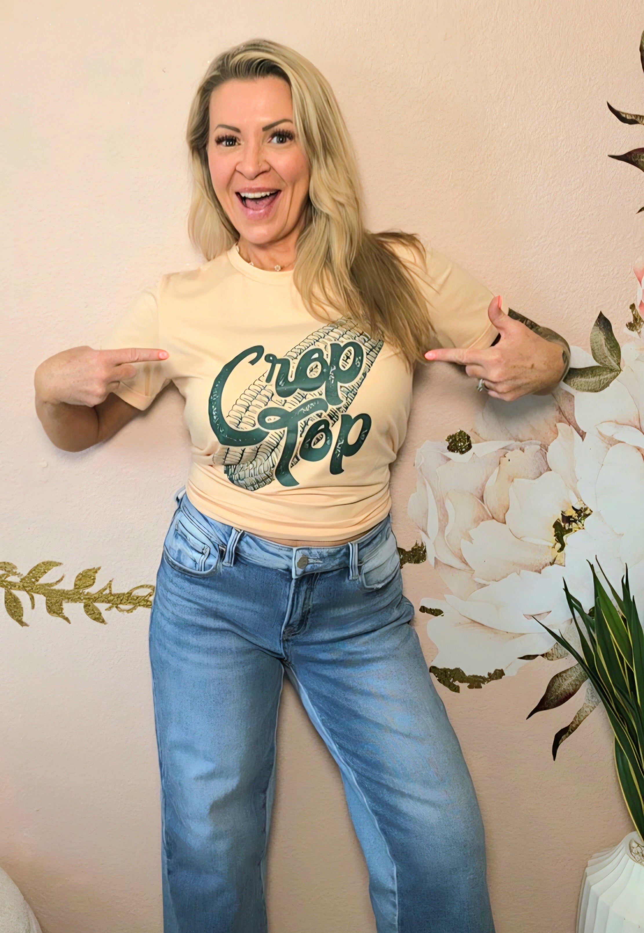 Corn Letter Graphic Cuffed Tee