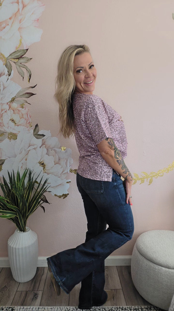 Leopard Print Star Studded T-Shirt